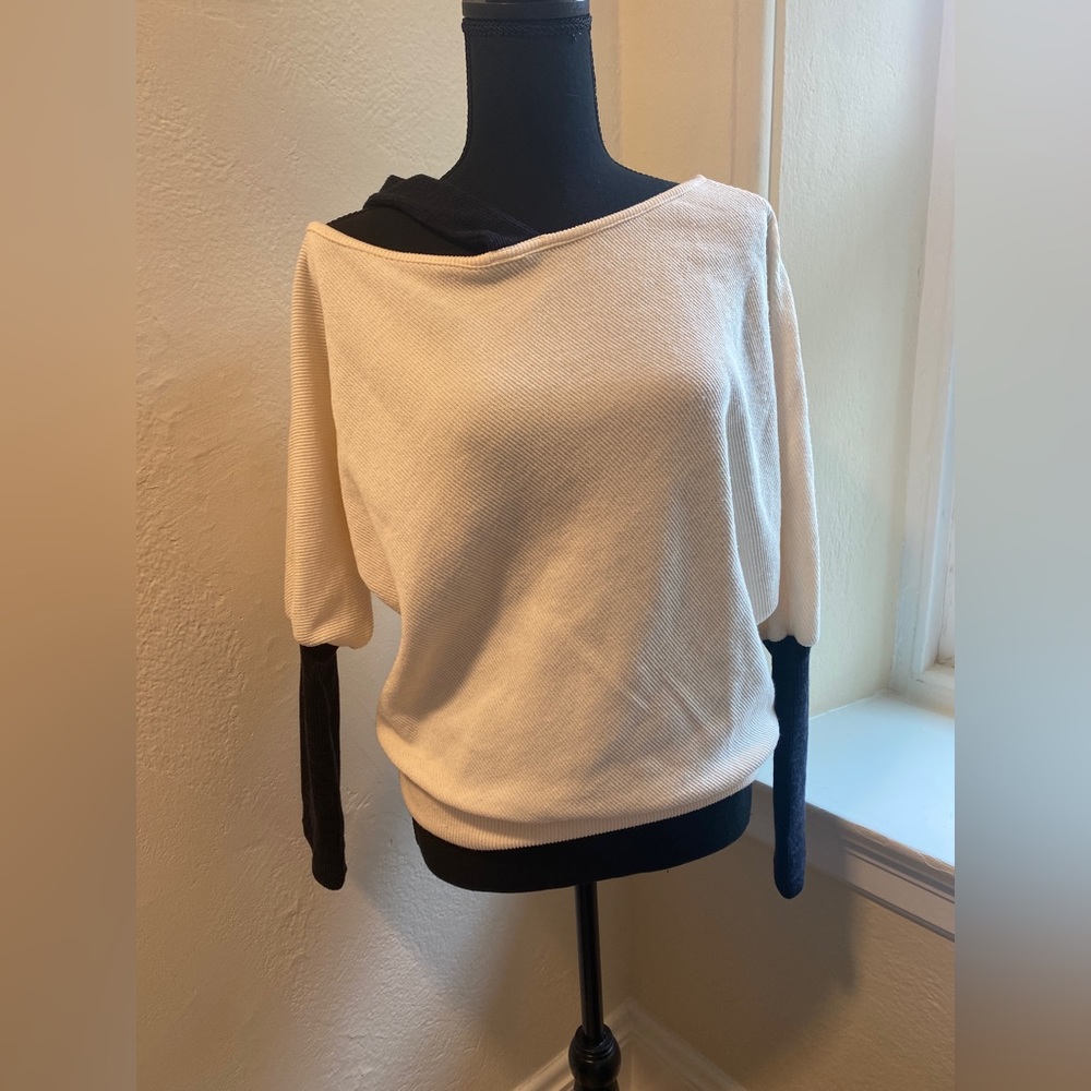 Cream and Black off the shoulder sweater